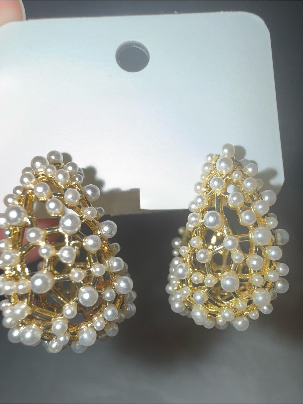 NEW Gold Pearl Accent Hoop Earrings - Elegant Women’s Jewelry